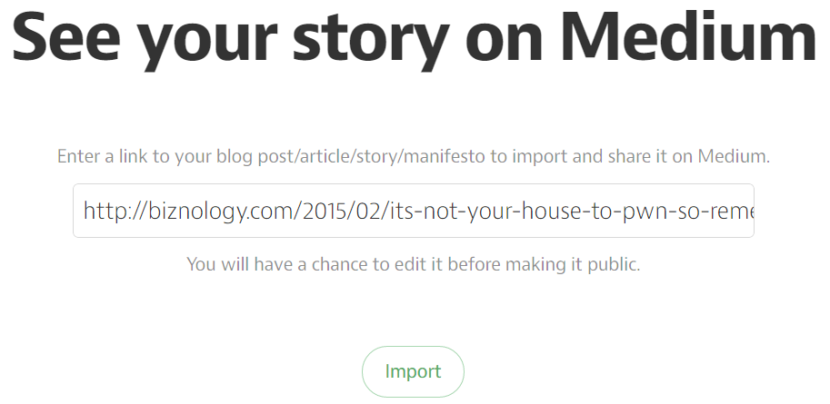 Import your story on Medium.com