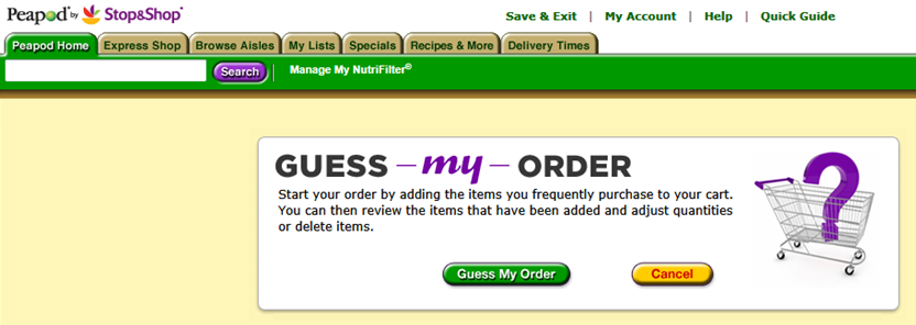 Peapod Guess My Order