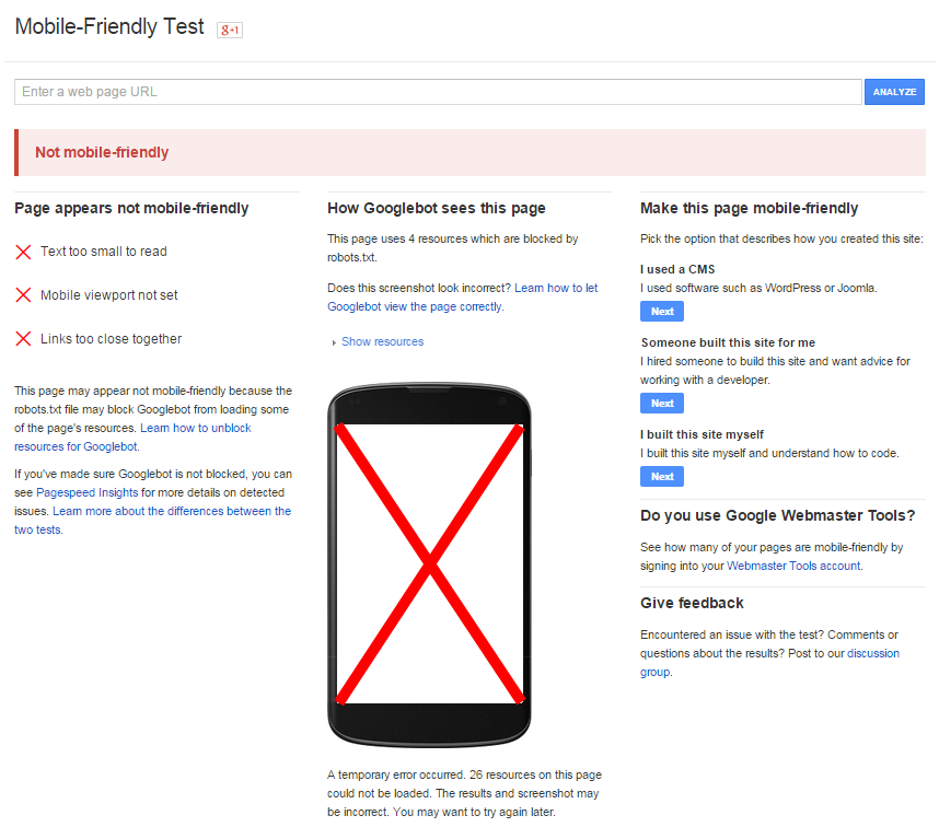 Your Site is Not Mobile Friendly