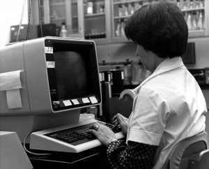 Influenza testing laboratory showed a laboratorian entering data