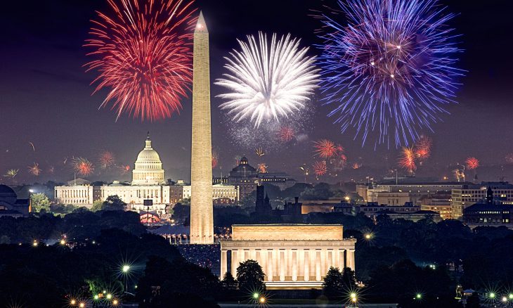 4th of july independence day fireworks in washington dc usa