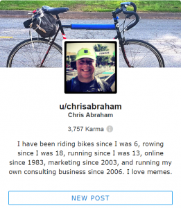 Reddit User Profile for Chris Abraham