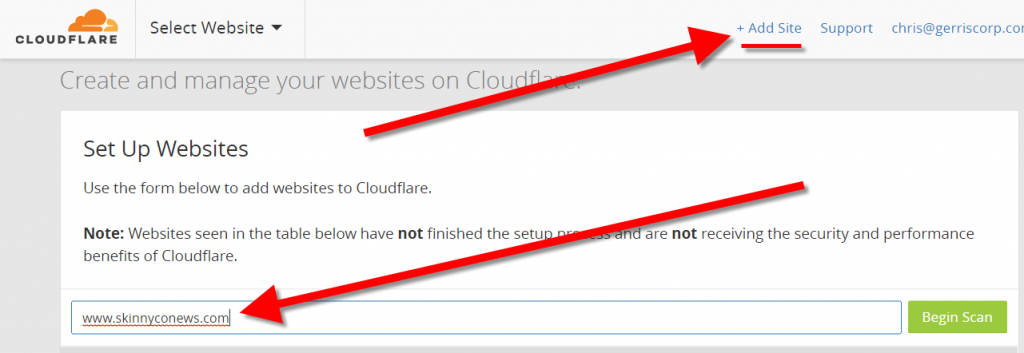 Add Site to Cloudflare Set Up Websites