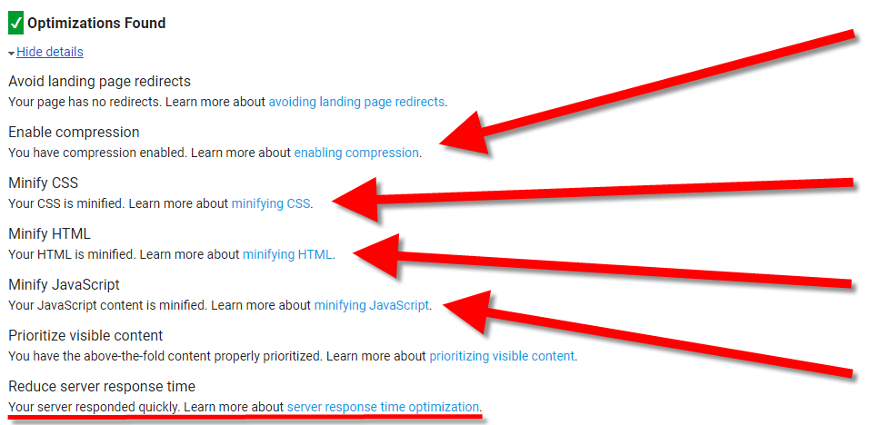 Google Pagespeed Insight optimizations Found