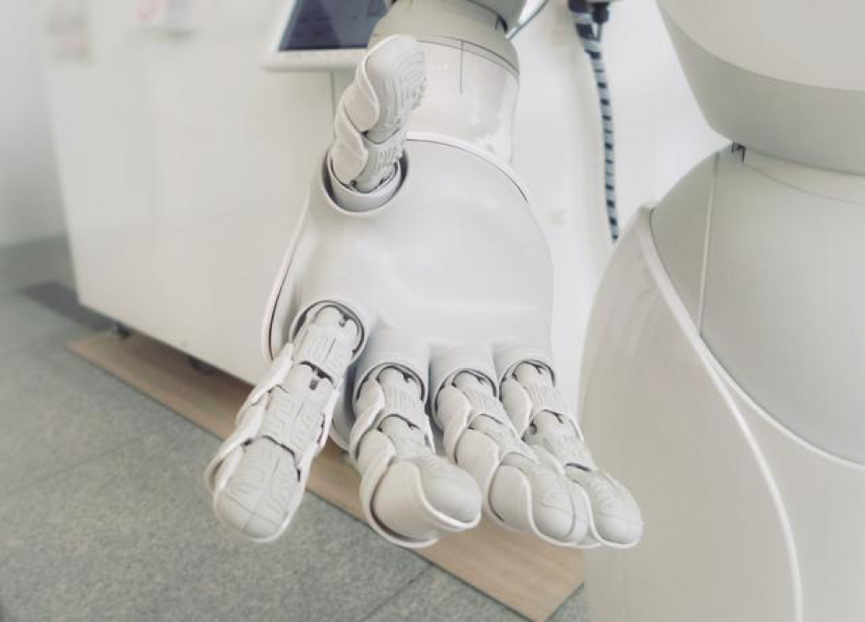 Close-up of a robotic hand reaching out